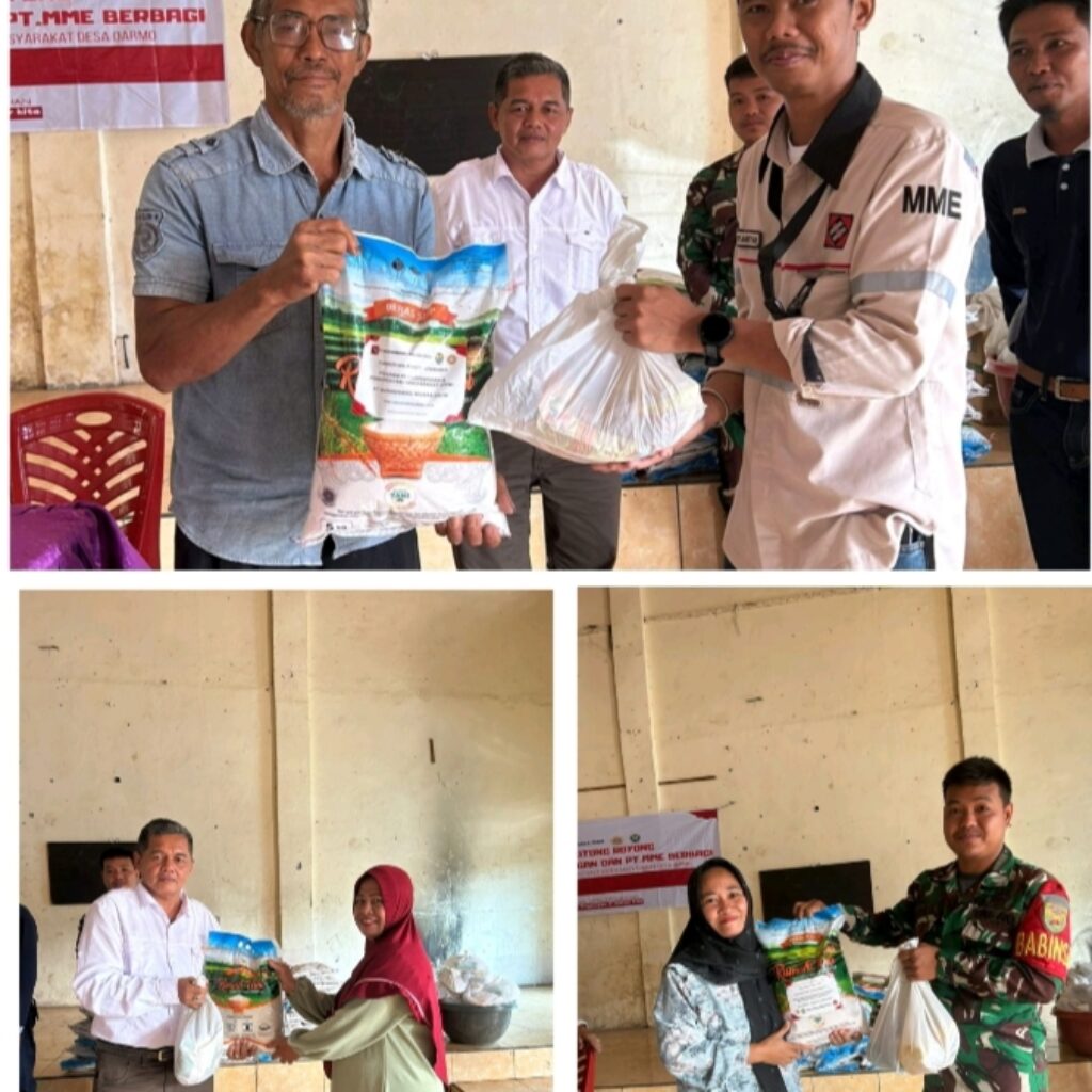 Karang Taruna Semidang Sakti bersama PT Menambang Muara Enim (MME) berbagi paket sembako di desa darmo