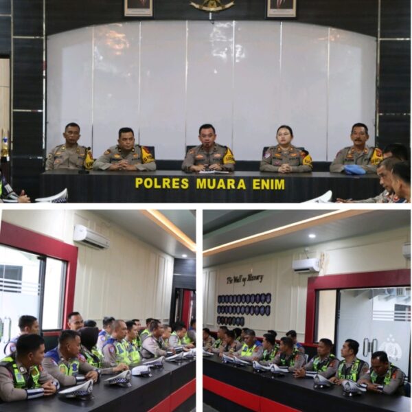 Personil Satlantas Polres Muara Enim Terima Arahan di Rupatama Polres Muara Enim