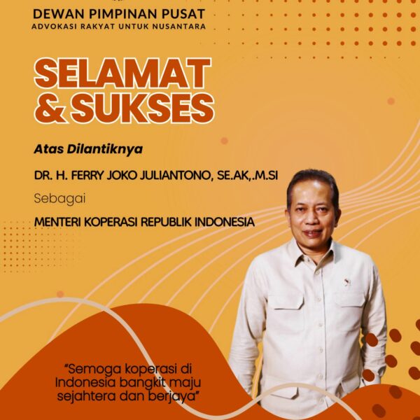 Ucapan Selamat  DPD Advokasi Rakyat Untuk Nusantara (ARUN) Kalimantan Barat