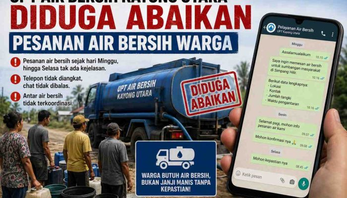 UPT Air Bersih Kayong Utara diduga abaikan pesanan air bersih warga