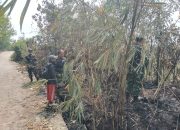 Koramil 404-05/Tanjung Enim Cek Titik Api, Kebakaran Lahan Masyarakat Berhasil Dipadamkan